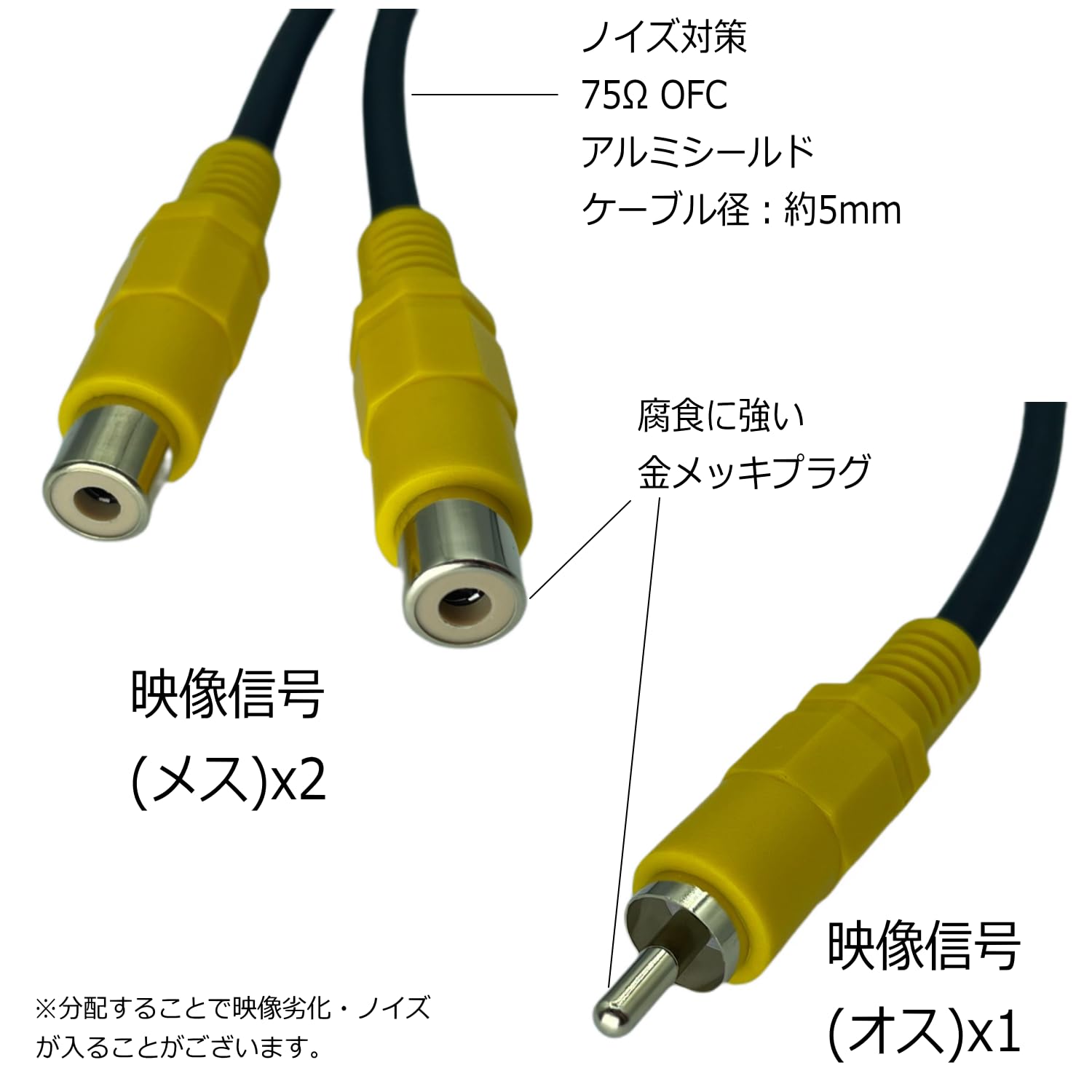 Amazon | CNCTWO(コネクトツー) 映像分配ケーブル RCA(黄色